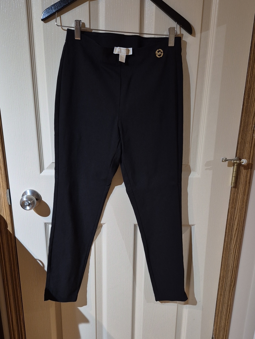 Michael Kors Black Ankle Pants Size Small S Gold MK Logo